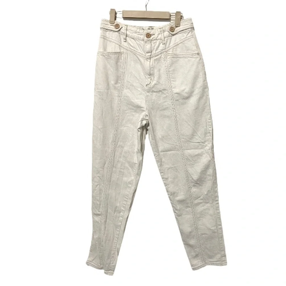We the Free Off-White Pants with Gold Stitching
